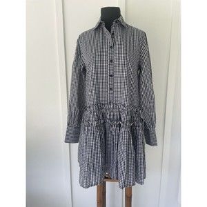 En Saison NWT Back White Gingham Dress Dropped Waist Tier Skirt XS